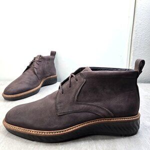 Ecco Chukka Boots Mens 10 Dark Brown Leather Business Casual Lace Up Work Shoes